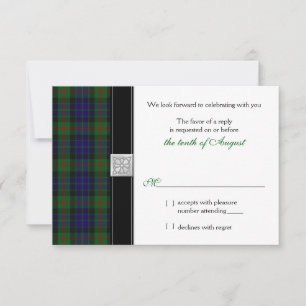 Moderne Gunn Tartan Hochzeit RSVP Antwortkarte Karte