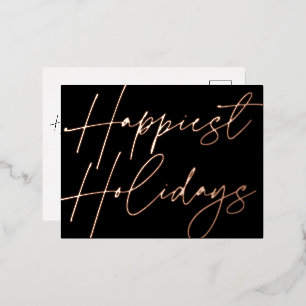 Moderne, günstige Rose für Holidays Folien Feiertagspostkarte
