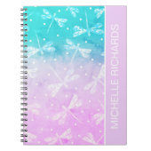 Moderne, gürmisch-rosa Aqua-Libellen Notizblock (Vorderseite)