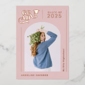 Moderne gürnrosa Typografie Foto 2023 Absolvent Folieneinladung (Vorderseite)