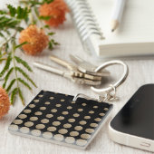 moderne gürtelförmige schwarze Goldpolka-Punkte Schlüsselanhänger (Vorderseite rechts)