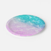 Moderne, gürtelige, rosa Aqua-Ober-Libellen Pappteller (Schrägansicht)