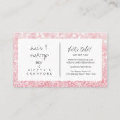 Moderne, gürtelrosa Glitzer-Buch-Makeup-Künstlerin Visitenkarte (Rückseite)