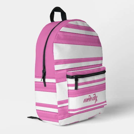 Moderne, gürtnerisch Vintage, rosa abstrakte Linie Bedruckter Rucksack (Rückseitige Ecke links)