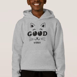 Moderne gute Schwingungen Katzen-Gesicht - minimal Hoodie