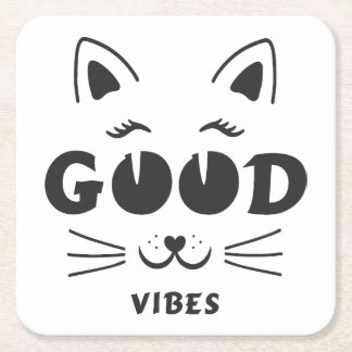 Moderne gute Schwingungen Katzen-Gesicht - minimal Rechteckiger Pappuntersetzer