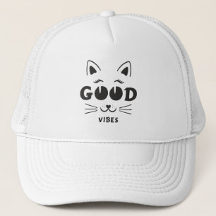 Moderne Gute Vibes Katzen Gesicht - Minimalistisch Truckerkappe