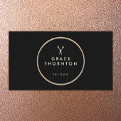 Moderne Haar Stylist Gold Schere Schwarz Visitenkarte