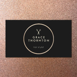 Moderne Haar Stylist Gold Schere Schwarz Visitenkarte