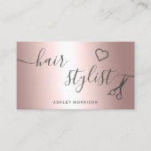 Moderne Haar stylistische Rose Gold Metallschere Visitenkarte (Vorderseite)