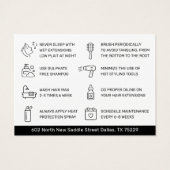 Moderne Haarbilderungen Aftercare Business Card (Rückseite)