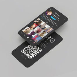 Moderne Haare Monogram Instagramm Dunkel Visitenkarte