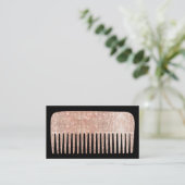 Moderne Haare Stylist Rose Gold Salon Comb Visitenkarte (Stehend Vorderseite)