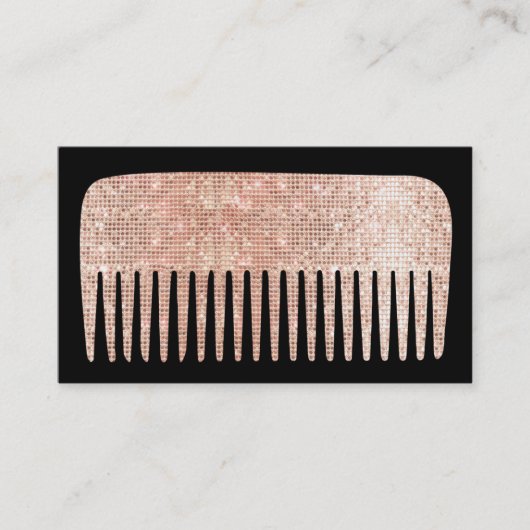 Moderne Haare Stylist Rose Gold Salon Comb Visitenkarte (Vorderseite)