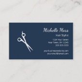 Moderne Haare Stylist Scissors Navy Blue QR Code Visitenkarte (Vorderseite)
