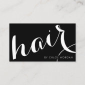 Moderne Haarstylist-Schrift schwarz-weiß Visitenkarte (Vorderseite)