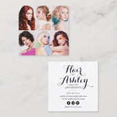 Moderne Haarstylistin-Fotos Quadratische Visitenkarte (Vorne/Hinten)