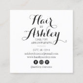 Moderne Haarstylistin-Fotos Quadratische Visitenkarte (Rückseite)