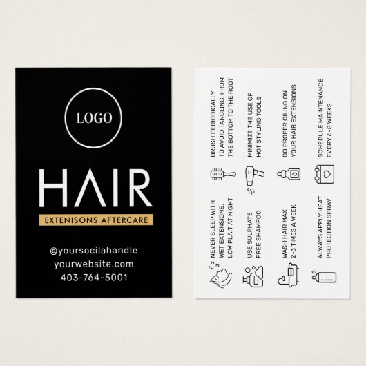 Moderne Haarverlängerung Aftercare Advice Card (Vorne & Hinten)
