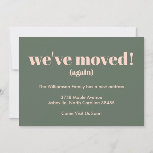 Moderne haben wir neue Zuhause in rosa grün versch Ankündigung (Vorderseite)