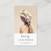 Moderne Hair Stylist Foto Business Card Visitenkarte (Vorderseite)