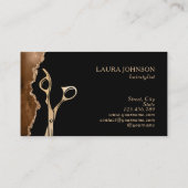 Moderne Hair Stylist Gold Scissour Business Card Visitenkarte (Rückseite)