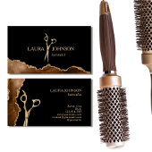 Moderne Hair Stylist Gold Scissour Business Card Visitenkarte