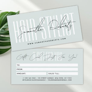 Moderne Hairstylist-Schrift-Typografie-Geschenkkar