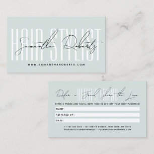 Moderne Hairstylist-Schrift-Typografie Kunde Empfehlungskarte
