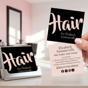 Moderne Hairstylistin-Skript-Schrift in Rosa Hauch Quadratische Visitenkarte