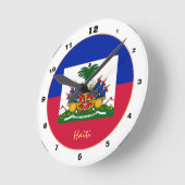 Moderne haitianische Flagge, haitianische Zuhause  Runde Wanduhr (Winkel)