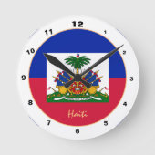 Moderne haitianische Flagge, haitianische Zuhause  Runde Wanduhr (Vorderseite)