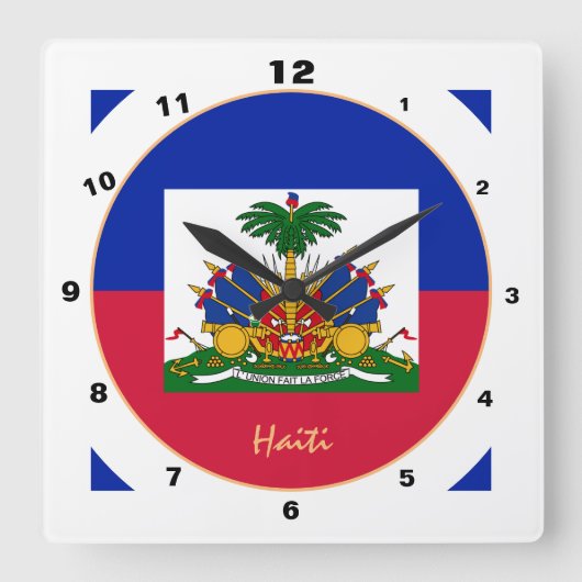Moderne haitianische Flagge, trendy Haiti Zuhause Quadratische Wanduhr (Vorderseite)