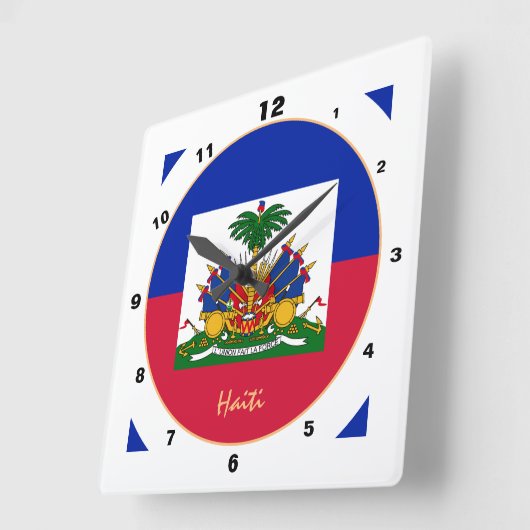 Moderne haitianische Flagge, trendy Haiti Zuhause Quadratische Wanduhr (Winkel)