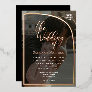 Moderne Halb-Arch-Foto-Hochzeit Folieneinladung