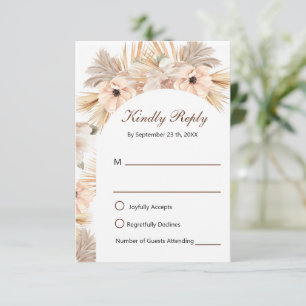 Moderne Halb-Bogen-Hochzeit mit Pampasgras  RSVP Karte