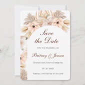 Moderne halbe Trockenbogen-Pampas Boho Natur Save The Date (Vorderseite)