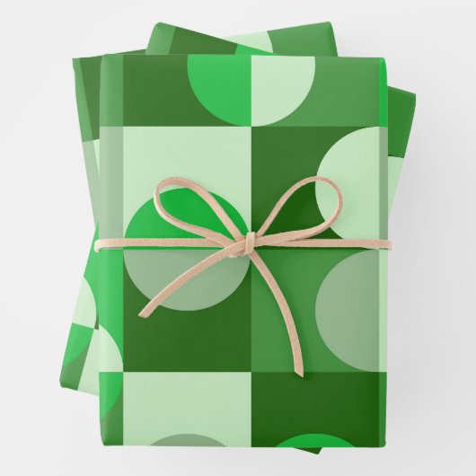 Moderne Halbkreise des Mitteljahrhunderts Grüngrau Geschenkpapier Set (Beispiel)