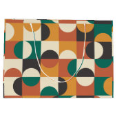 Moderne Halbkreise grün und orange aus der Mitte d Große Geschenktüte (Rückseite)
