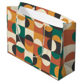 Moderne Halbkreise grün und orange aus der Mitte d Große Geschenktüte (Rückseite Schrägansicht)