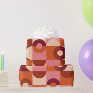 Moderne Halbkreise in Rosa, Braun und Orange aus d Geschenkpapier