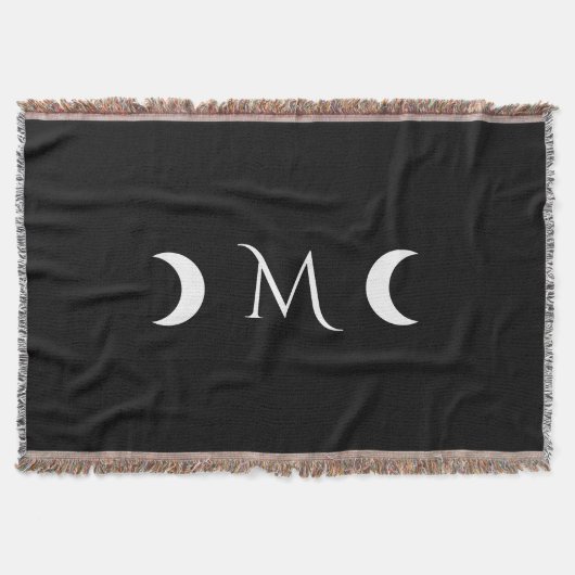 Moderne Halbmonde Schwarz-Weiß-Monogramm Decke (Vorderseite)