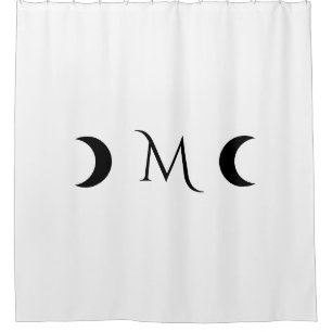 Moderne Halbmonde Schwarz-Weiß-Monogramm Duschvorhang