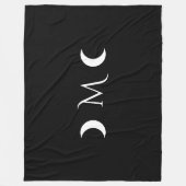 Moderne Halbmonde Schwarz-Weiß-Monogramm Fleecedecke (Vorderseite)