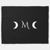 Moderne Halbmonde Schwarz-Weiß-Monogramm Fleecedecke (Vorderseite (Horizontal))