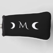Moderne Halbmonde Schwarz-Weiß-Monogramm Golf Headcover (Vorderseite)