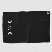 Moderne Halbmonde Schwarz-Weiß-Monogramm Golfhandtuch (Horizontal)