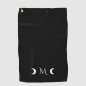 Moderne Halbmonde Schwarz-Weiß-Monogramm Golfhandtuch (Vorderseite)
