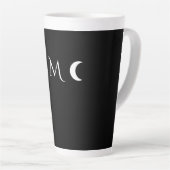 Moderne Halbmonde Schwarz-Weiß-Monogramm Milchtasse (Rechte Ecke)