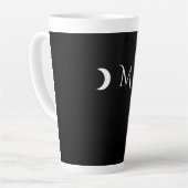 Moderne Halbmonde Schwarz-Weiß-Monogramm Milchtasse (Linke Ecke)